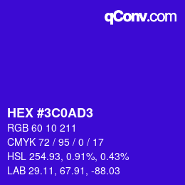 Color code: HEX #3C0AD3 | qconv.com