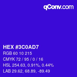 Farbcode: HEX #3C0AD7 | qconv.com