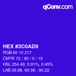 颜色代码: HEX #3C0AD9 | qconv.com