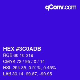 Color code: HEX #3C0ADB | qconv.com