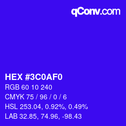 颜色代码: HEX #3C0AF0 | qconv.com