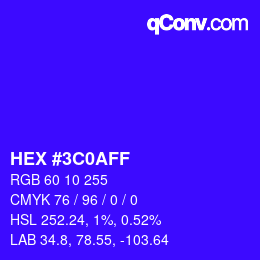 Color code: HEX #3C0AFF | qconv.com