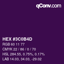 Color code: HEX #3C0B4D | qconv.com