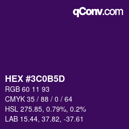 Color code: HEX #3C0B5D | qconv.com