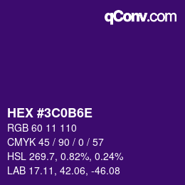 Color code: HEX #3C0B6E | qconv.com