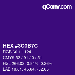 Color code: HEX #3C0B7C | qconv.com