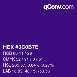 Farbcode: HEX #3C0B7E | qconv.com