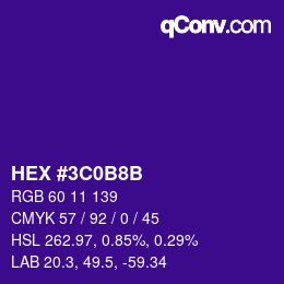 Color code: HEX #3C0B8B | qconv.com