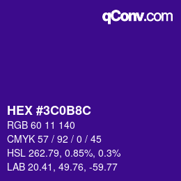 カラーコード: HEX #3C0B8C | qconv.com