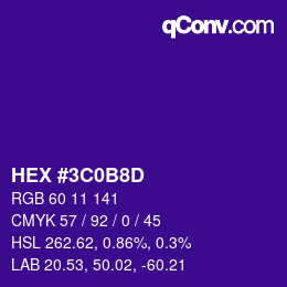 Farbcode: HEX #3C0B8D | qconv.com