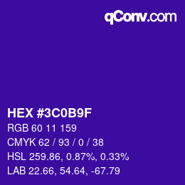 Color code: HEX #3C0B9F | qconv.com