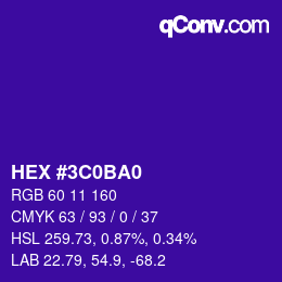 Color code: HEX #3C0BA0 | qconv.com