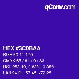 カラーコード: HEX #3C0BAA | qconv.com