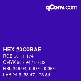 Code couleur: HEX #3C0BAE | qconv.com