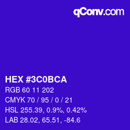 Color code: HEX #3C0BCA | qconv.com