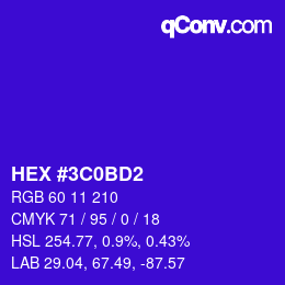 Color code: HEX #3C0BD2 | qconv.com