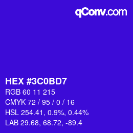Farbcode: HEX #3C0BD7 | qconv.com