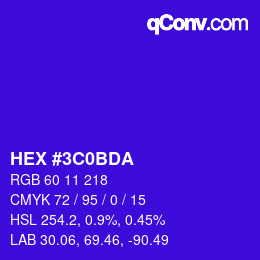 カラーコード: HEX #3C0BDA | qconv.com