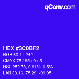 Color code: HEX #3C0BF2 | qconv.com