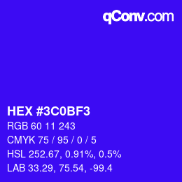 カラーコード: HEX #3C0BF3 | qconv.com