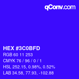 Color code: HEX #3C0BFD | qconv.com