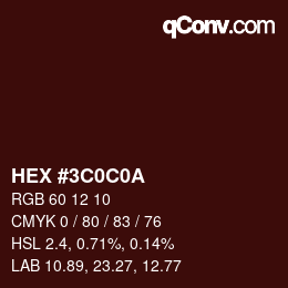 Color code: HEX #3C0C0A | qconv.com