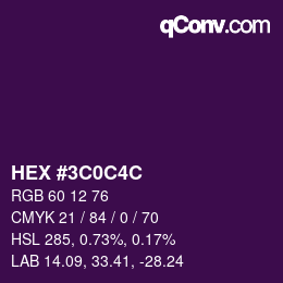 Farbcode: HEX #3C0C4C | qconv.com