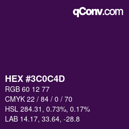 Color code: HEX #3C0C4D | qconv.com