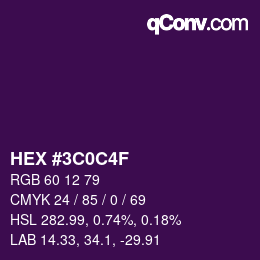 Color code: HEX #3C0C4F | qconv.com
