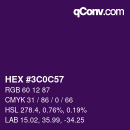 Color code: HEX #3C0C57 | qconv.com