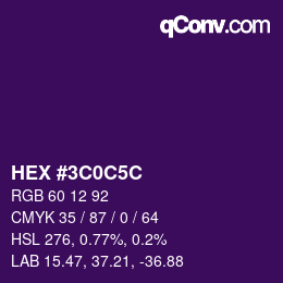 Color code: HEX #3C0C5C | qconv.com