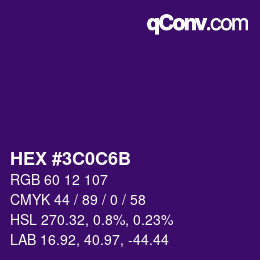 Color code: HEX #3C0C6B | qconv.com