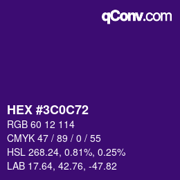 Color code: HEX #3C0C72 | qconv.com