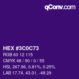 Color code: HEX #3C0C73 | qconv.com