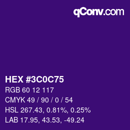 Color code: HEX #3C0C75 | qconv.com