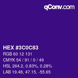 Color code: HEX #3C0C83 | qconv.com