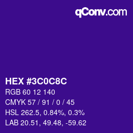 Color code: HEX #3C0C8C | qconv.com
