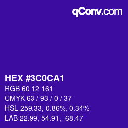 Color code: HEX #3C0CA1 | qconv.com