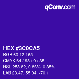 Color code: HEX #3C0CA5 | qconv.com