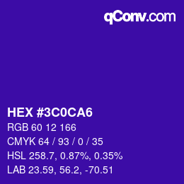 Color code: HEX #3C0CA6 | qconv.com