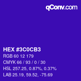 Color code: HEX #3C0CB3 | qconv.com