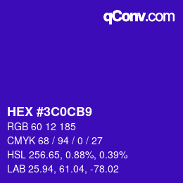 Color code: HEX #3C0CB9 | qconv.com