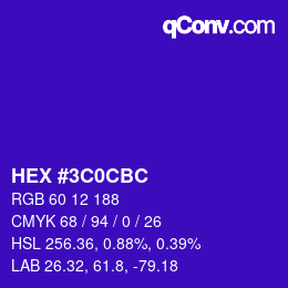 Color code: HEX #3C0CBC | qconv.com
