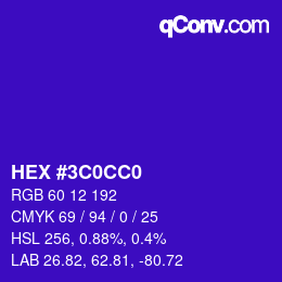 Color code: HEX #3C0CC0 | qconv.com