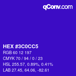 カラーコード: HEX #3C0CC5 | qconv.com