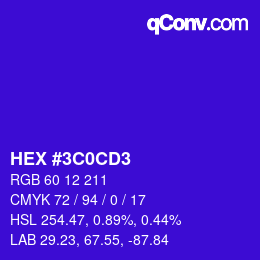 カラーコード: HEX #3C0CD3 | qconv.com