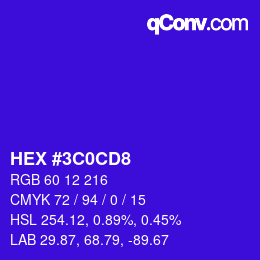 カラーコード: HEX #3C0CD8 | qconv.com