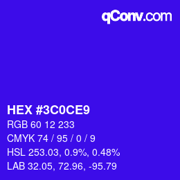 カラーコード: HEX #3C0CE9 | qconv.com