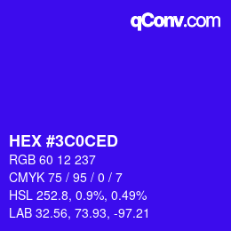 Color code: HEX #3C0CED | qconv.com