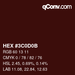 Color code: HEX #3C0D0B | qconv.com